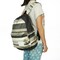 Colorful Fabric Art Backpack, Front Zipper Pocket, Outdoor Daypack, Whimsical, Gray, 16" x 14.5" x 5"